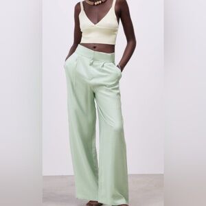 Zara Mint Green Women's Wide-Leg Pants NWT 2300